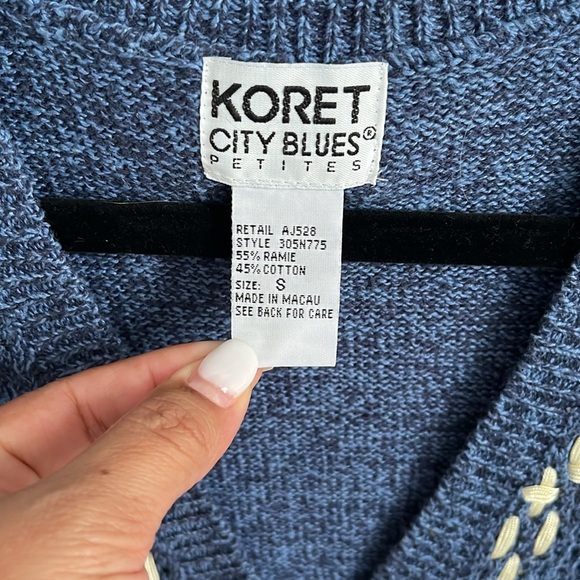 Vintage Koret Blue Knit Button Up Vest - Picture 3 of 7